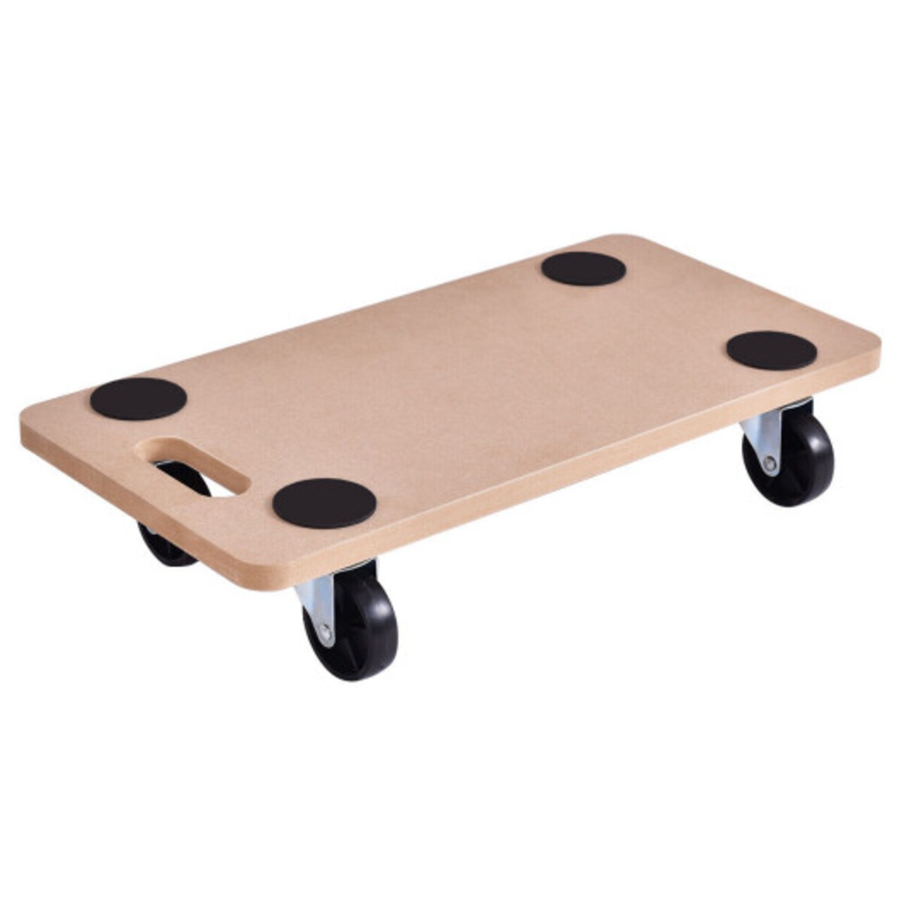 Beige Wood Dolly 440 lbs Heavy Duty Furniture Moving Dolly MDF Platform with 4 Wheels Indoor Transport Cart